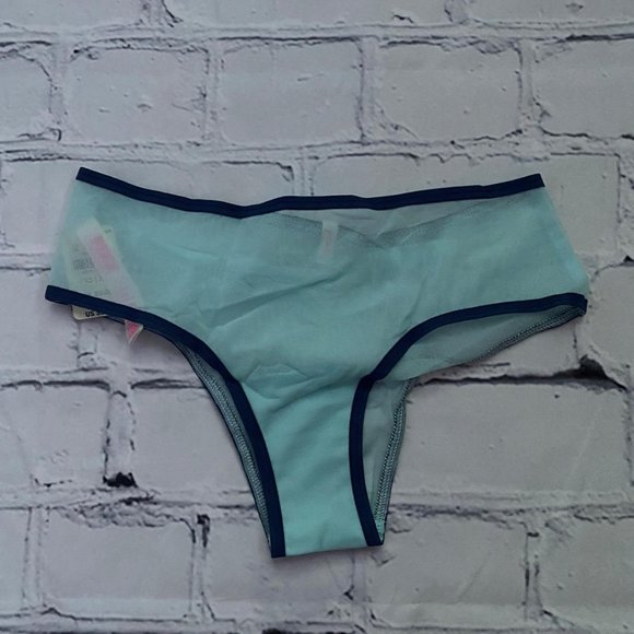 Pink Victoria's Secret Blue Mesh Panties - Picture 1 of 6